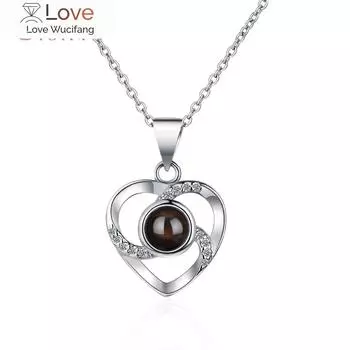 100 языков Я люблю тебя проекционный кулон ожерелье для женщин и девочек 925 стерлингового серебра свадебные украшения лучшие друзья подарки 50cm