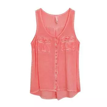 100% Rayon ~ Similar to Rayon Tencel/Breathable Cold Sleeveless Vest Female Loose Worn Looking Washed-out Cardigan Red XS