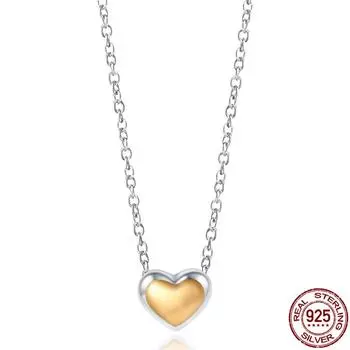 100% настоящее серебро 925 пробы золото любовь сердце цепочка ожерелье подарки на день рождения для женщин мода DIY ювелирные изделия для бутика