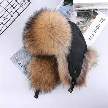 100% Real Fur Hat for Women Natural Silver Fox Fur Russian Hats Winter Thick Warm