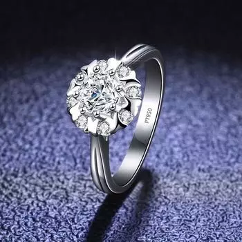 100% роскошные платиновые кольца Pt950 для женщин, свадебные аксессуары, ювелирные украшения 8.5