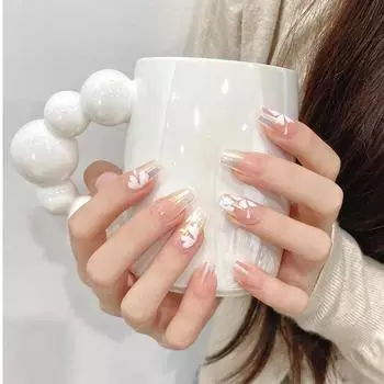 100% ручная работа, длинные трапециевидные накладные ногти в форме гроба, Аврора, розовая камелия, Хайли, тот же стиль, накладные ногти, акриловые накладные ногти XS