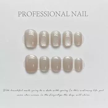 100% РУЧНАЯ РАБОТА, квадратные и круглые накладные ногти с клеем, искусство шампанского, телесного цвета, кошачий глаз, чистый цвет, короткие, красочные, лазерные, радужные, кошачий глаз, многоразовые ногти XS