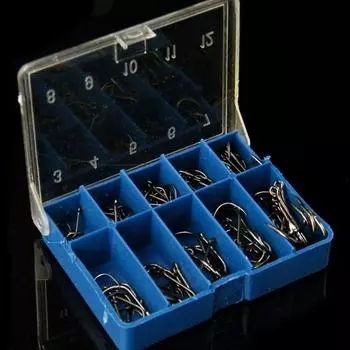 100 рыболовных крючков из высококачественной углеродистой стали, разные размеры и цвета! чёрный