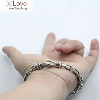 100% S925 стерлингового серебра браслеты новая мода гироскоп пряжка ручная цепочка панк чистое серебро рука - цепь для мужчин 70cm