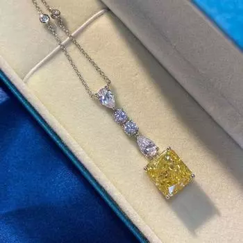 100% S925 стерлингового серебра сверкающий топаз высокоуглеродистый бриллиант кулон ожерелье для женщин свадебная вечеринка свадебный подарок ювелирные изделия