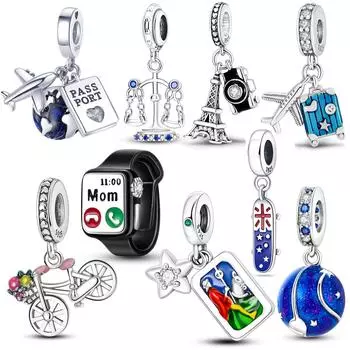 100% серебро 925 пробы, забавные игровые подвески, бусины, умные часы, Таро, велосипед, висячий браслет для путешествий, ювелирные изделия «сделай сам»