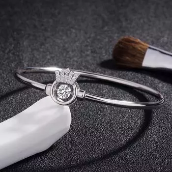 100% серебряный браслет 925 пробы женский браслет с кубическим цирконием в форме короны ювелирные изделия открытый браслет бесплатная подарочная коробка