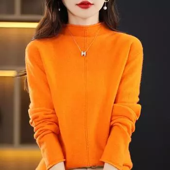 100% шерсть женский свитер водолазка вязаный пуловер зимний теплый джемпер женский трикотажный топ длинный рукав XL розовый