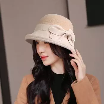 100% шерстяная винтажная шляпа-котелок для женщин, фетровая шляпа-дерби, фетровая шляпа для венчания в церкви, джазовая кепка для чаепития One Size чёрный