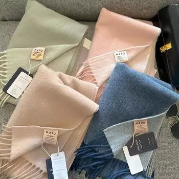 100% шерстяной шарф для женщин и мужчин, британский стиль, тартан, однотонный кашемировый шарф с кисточкой, женский зимний теплый шейный платок, шаль