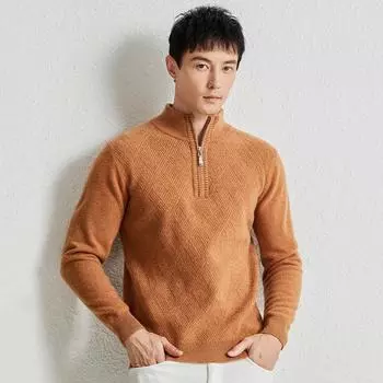 100% шерстяной свитер сохраняет тепло мужские зимние пуловеры свитера с длинным рукавом M коричневый