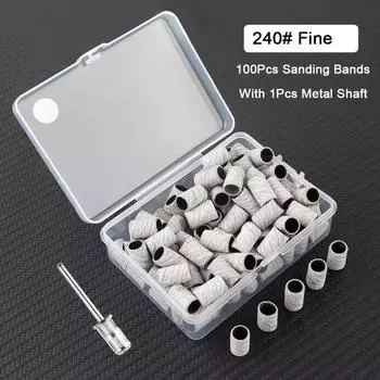 100 шлифовальных лент с 1 металлическим стержнем, набор сверл для ногтей для удаления геля с ногтей, омертвевших мозолей, фрезы для ногтей белый