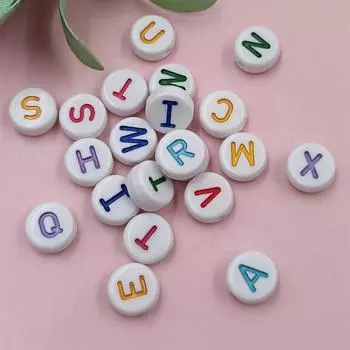 100 шт. 10 мм для изготовления ювелирных изделий DIY белые красочные буквы свободные бусины ожерелье браслет кулон ярких цветов разноцветный