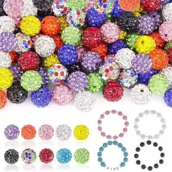 100 шт., 10 мм, глиняные бусины со стразами, ледяная коллекция, бейсбольные блестящие стильные круглые бусины для DIY, ожерелье, браслет, серьги, ювелирные изделия