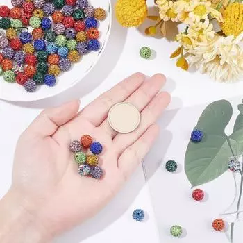 100 шт., 10 мм, глиняные бусины со стразами, ледяная коллекция, бейсбольные блестящие стильные круглые бусины для DIY, ожерелье, браслет, серьги, ювелирные изделия синий