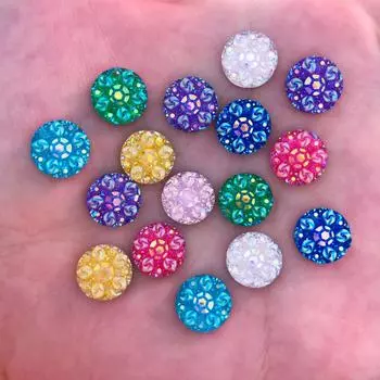 100 шт., 10 мм, круглый 3D-цветок из смолы, стразы с плоской задней поверхностью, свадебные поделки своими руками 10mm фиолетовый