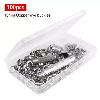 100 шт. 10 мм металлические пряжки с медным люверсом Air Eyelet Corns Tarpaulin Ring Buckl 1 комплект с коробкой 3 установочных инструмента