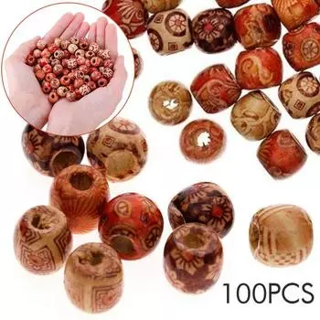 100 шт. 10 мм смешанные деревянные бусины с большим отверстием, ювелирные изделия, подвески, поделки, сделай сам