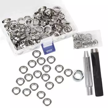 100 шт. 12 мм металлическая пряжка медная люверс 1 комплект с коробкой 3 установочных инструмента кожаные заклепки монтажные инструменты воздушные люверсы мозоли брезент кольцо пряжка 12MM 100pcs серебряный