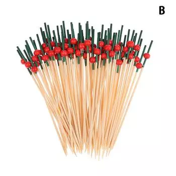 100 шт. 12 см бамбуковые зубочистки шпажка для шведского стола кекс фруктовая вилка для вечеринки десерт салат палочка коктейльная шпажка для декора свадебной вечеринки