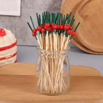 100 шт. 12 см бамбуковые зубочистки шпажка для шведского стола кекс фруктовая вилка для вечеринки десерт салат палочка коктейльная шпажка для декора свадебной вечеринки