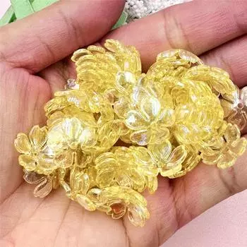 100 шт 14,7 мм высококачественные модные акриловые бусины Galsang Flower для изготовления ювелирных изделий своими руками, браслетов, ожерелий, сережек, материал жёлтый