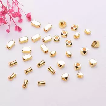 100 шт. 18-каратного золота в сумке, сохраняющие цвет маленькие бусины на талию, квадратные бусины, бамбуковые бусины, браслеты ручной работы, бисерные аксессуары, бусины россыпью. K65 4#