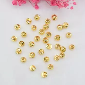 100 шт. 18-каратный золотой пакет, сохраняющие цвет арбузные бусины, разделители для бусин, цветы, тыквенные бусины, браслет своими руками, ожерелье, бисерные украшения, медные бусины C97 4mm