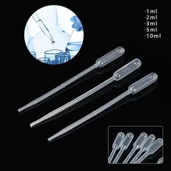 100 шт 1/2/3/5/10 мл лабораторная пипетка пластиковая одноразовая градуированная емкость для жидкости капельница соломинка 1ml-100Pcs