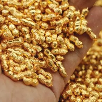 100 шт. 1 см Покрытые сплошным золотом Зерно Арахис Наполнитель для чаши с фортуной с мини-слитками Китайское украшение на удачу для богатства Дисплей для вазы B