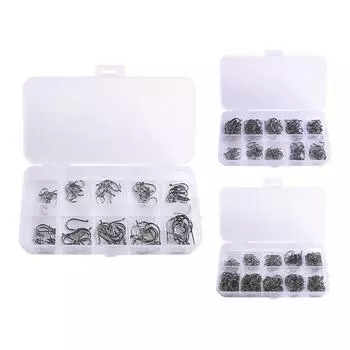 100 шт./200 шт./300 шт. рыболовные крючки, 10 размеров 3 #-12 # рыболовные крючки из углеродистой стали с портативным пластиком 100pcs