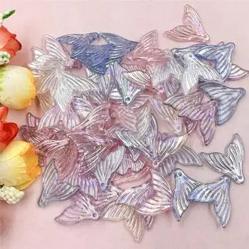 100 шт. 20*19,4 мм акриловые прозрачные акриловые бусины с рыбьим хвостом для девочек и женщин, ювелирные изделия «сделай сам», модные ювелирные аксессуары Brcelet 100Pcs 20*19.4mm белый