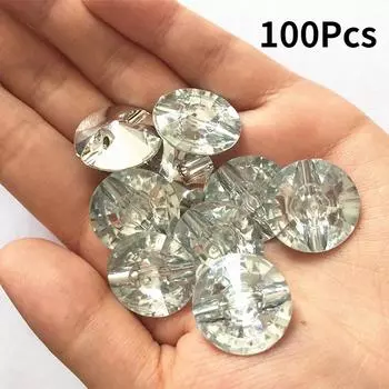 100 шт. 20 мм белые прозрачные акриловые пуговицы круглые смоляные швейные пуговицы с плоской задней частью и кристаллами для одежды, пальто, скрапбукинга 100pcs