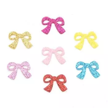 100 шт. 20 мм блестящая кожаная ткань нашивки с бантом DIY ремесла плоская задняя часть орнамент для скрапбукинга аксессуары разноцветный