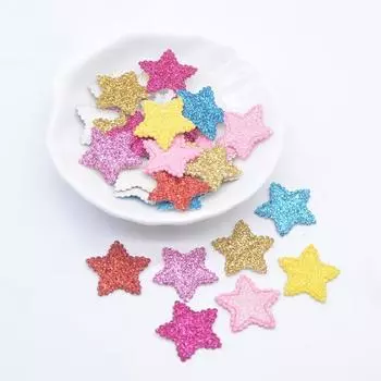 100 шт. 20 мм смешанные блестящие кожаные аппликации в форме звезды DIY ремесла плоская задняя часть орнамент для скрапбукинга аксессуары разноцветный