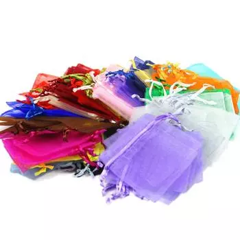 100 шт. 24 цвета, сумка для украшений, свадебный подарок, органза, сумка для упаковки украшений, дисплей и мешочки для украшений 5*7 7*9 9*12 10*15 см 5x7cm