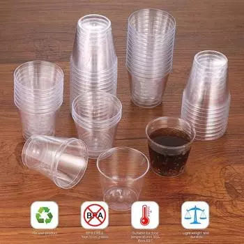 100 шт., 30 мл, прозрачные многоразовые чашки для напитков, легкие штабелируемые чашки для воды для домашней вечеринки 100pcs