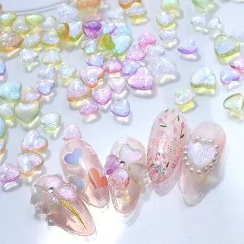 100 шт. 3D прозрачные красочные подвески в виде сердечек для ногтей со стразами для украшения ногтей DIY маникюрные аксессуары принадлежности для стилистов по маникюру