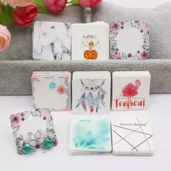 100 шт. 3x3 см бумажные карточки для демонстрации сережек, серьги, этикетки для упаковки сережек 100card