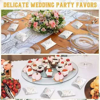 100 шт. 4,5 дюйма X 3,5 дюйма подарочные коробки из крафт-бумаги подушки подарочные коробки для конфет свадебные сувениры коробки сладкие мешочки для свадьбы зелёный