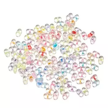 100 шт. 4*6 мм прозрачные акриловые внутренние цветные арахисовые бусины рисовые бусины для самостоятельного изготовления подвесок, браслетов, ювелирных изделий 100 pcs/pack озеро синий