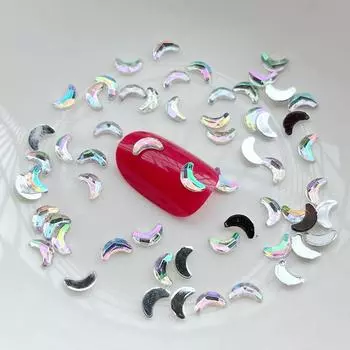 100 шт. 4*7 мм Луна AB цветные стразы «сделай сам» ювелирные украшения с плоской задней частью, плоские украшения для ногтей, декоративные стразы белый