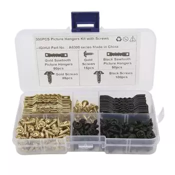 100 шт. 4 мм двухдырчатые зубчатые вешалки для картин с набором из 240 винтов для подвешивания часов в фоторамке