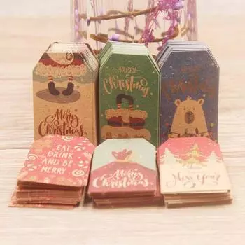 100 шт. 4x2 см Рождественские бирки крафт-бумага подарочная карточка этикетка бирка DIY бирки подарочная упаковка декор подарочная карта 100tag