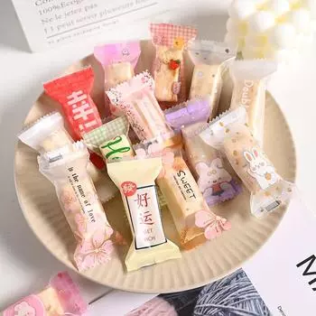 100 шт. 4x9 см милые мультяшные животные напечатаны пластиковая упаковка для выпечки нуга ириска конфеты машина для еды запечатанные подарочные пакеты 4x9cm