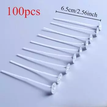 100 шт. / 500 шт. 6,3-дюймовые натуральные фитили для свечей 2,6 дюйма 3,15 дюйма 3,54 дюйма 4,33-дюймовые фитили для свечей Бездымный фитиль для свечей с более длительным временем горения