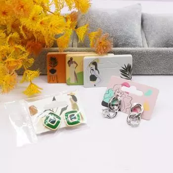 100 шт. 5,5x3,5 см новые роскошные ювелирные изделия жемчужная пудра бумага дисплей сережек карты, упаковка сережек этикетки карты 100card