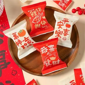 100 шт 5.5x8.5 см маленькие конфеты нуга китайский Новый год снежинка хрустящие упаковочная машина запечатывающие пакеты 5.5x8.5cm