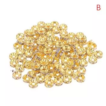 100 шт. 5/7/10 мм диски-рондели из нержавеющей стали 316 с кристаллами и стразами для изготовления украшений, браслетов своими руками gold-7mm